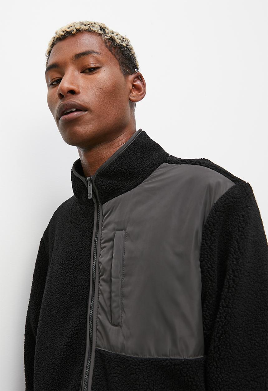 STYLE REPUBLIC - Borg jacket with utility pockets - black