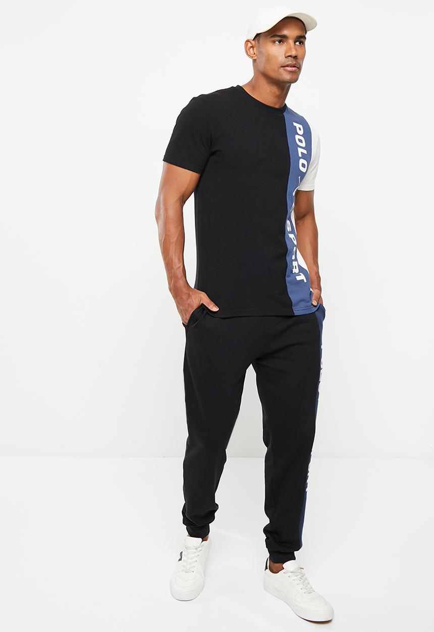 POLO - Men sport colourblock jogger - black