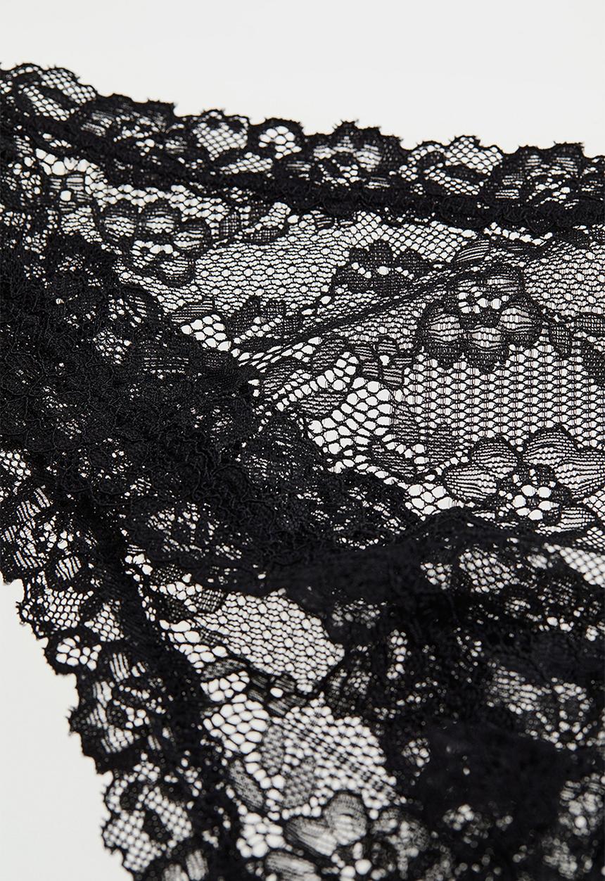 H&M - 3-pack lace brazilian briefs - black