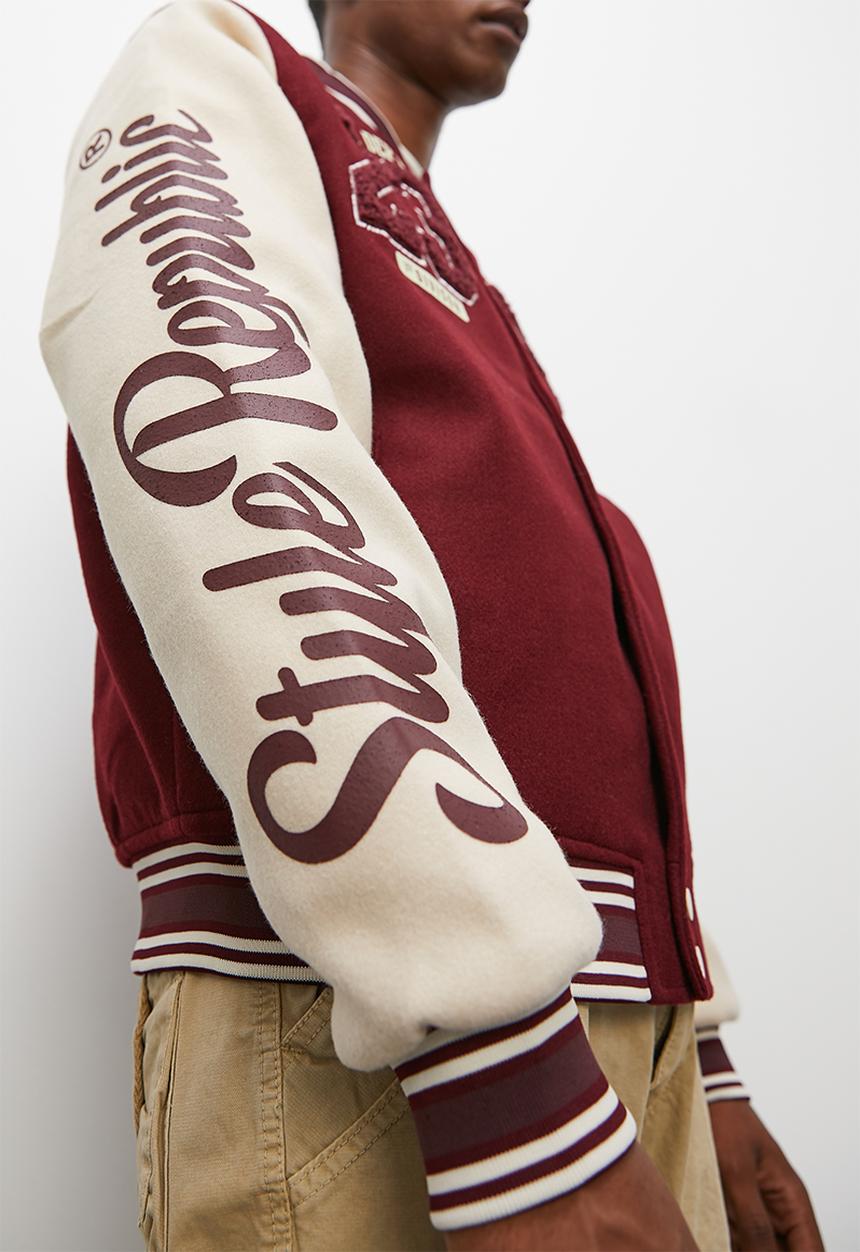 STYLE REPUBLIC - Padded varsity bomber jacket - berry & stone