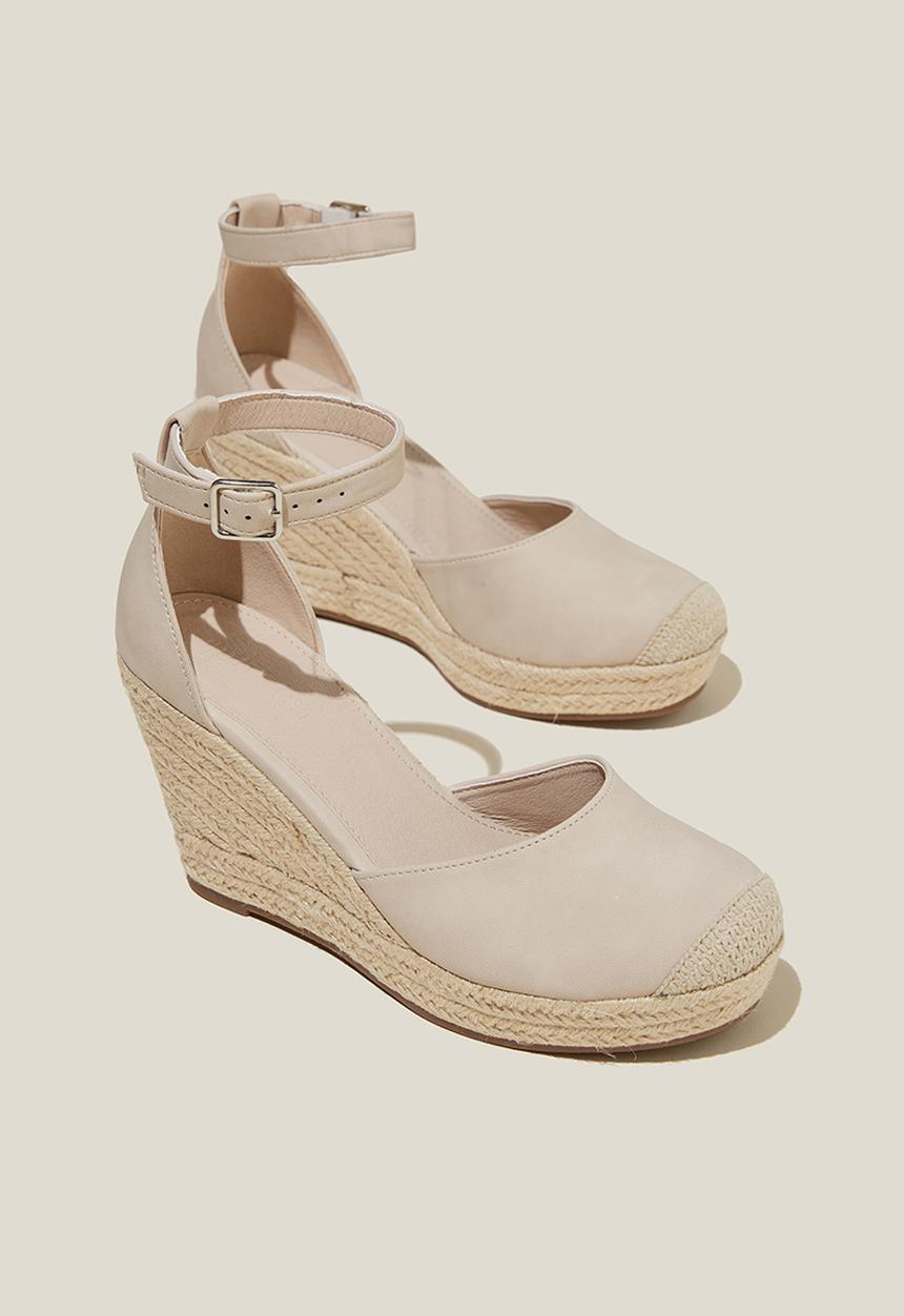 Cotton On - Chris closed toe espadrille heel - bone nubuck