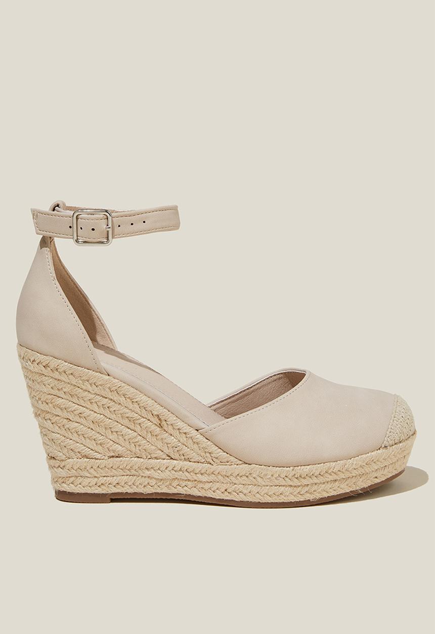 Cotton On - Chris closed toe espadrille heel - bone nubuck