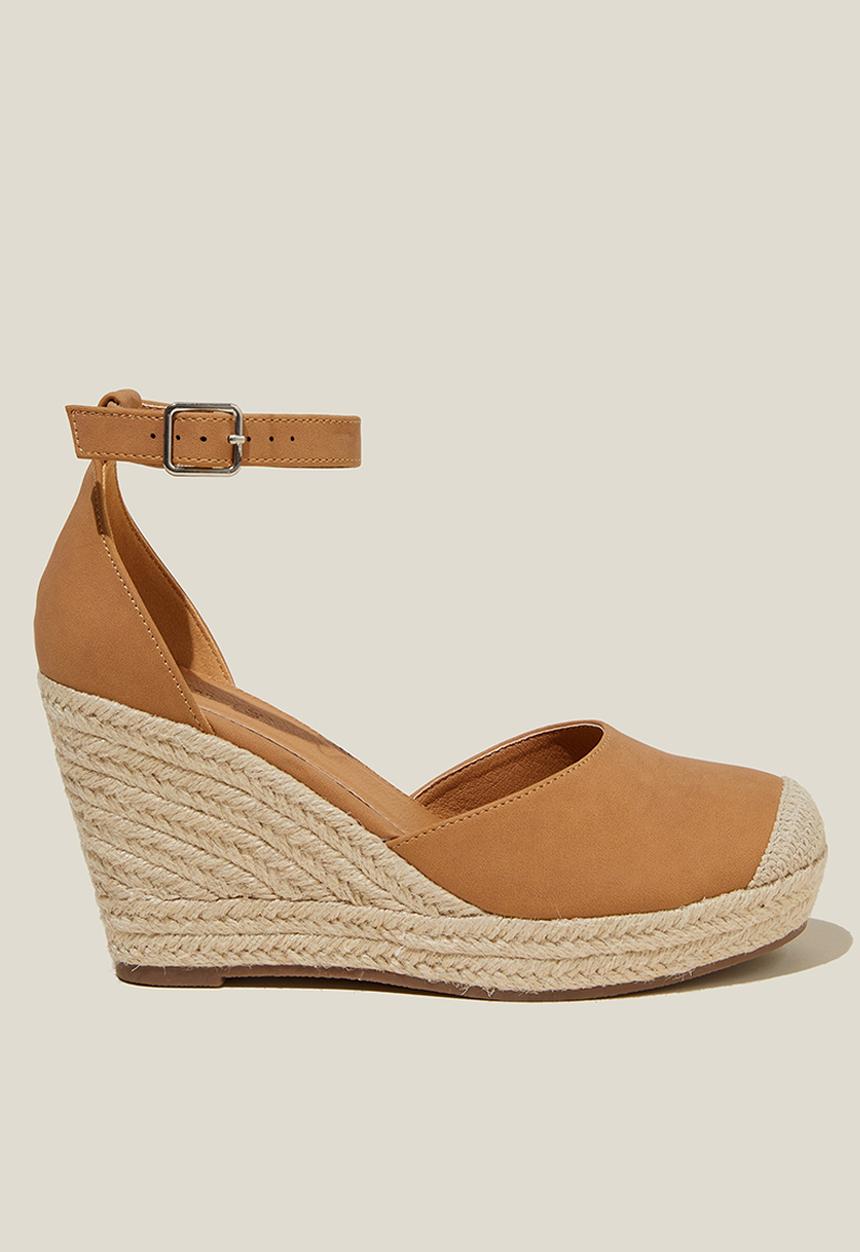 Cotton On - Chris closed toe espadrille heel - tan nubuck