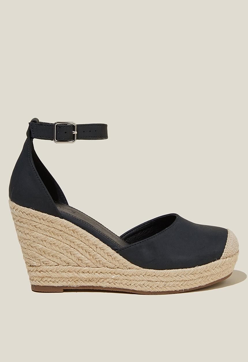 Cotton On - Chris closed toe espadrille heel - black nubuck