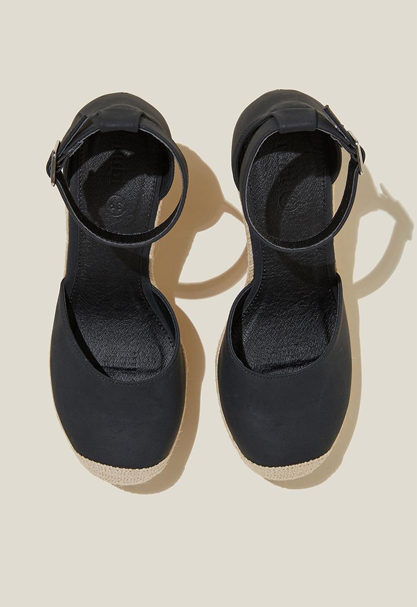 Cotton On - Chris closed toe espadrille heel - black nubuck