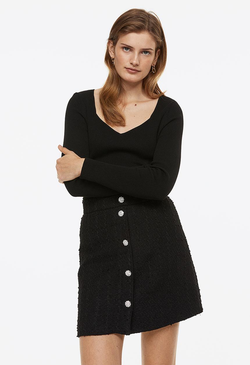 H&M - A-line skirt - black/rhinestones