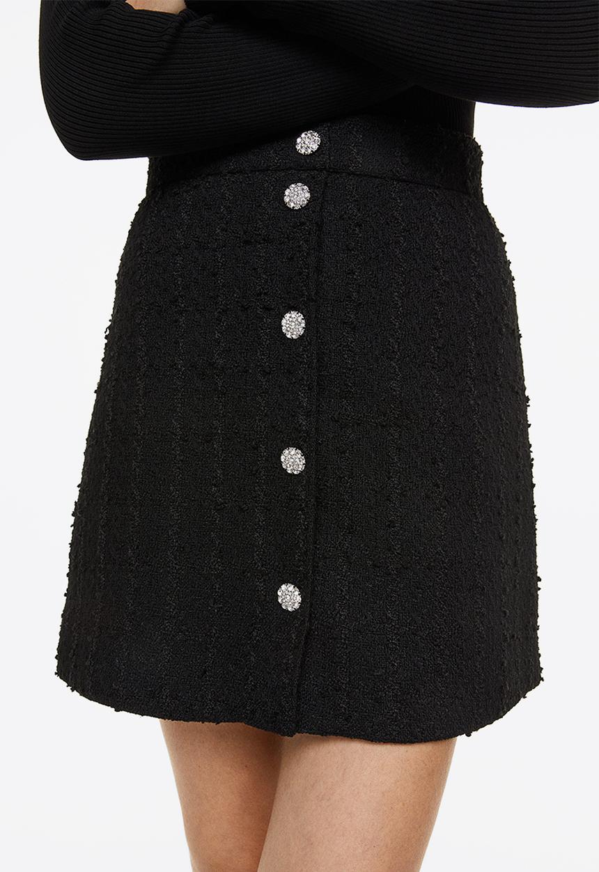 H&M - A-line skirt - black/rhinestones