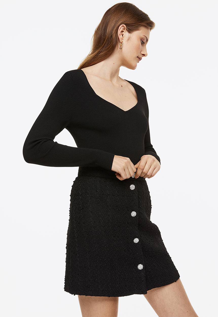 H&M - A-line skirt - black/rhinestones
