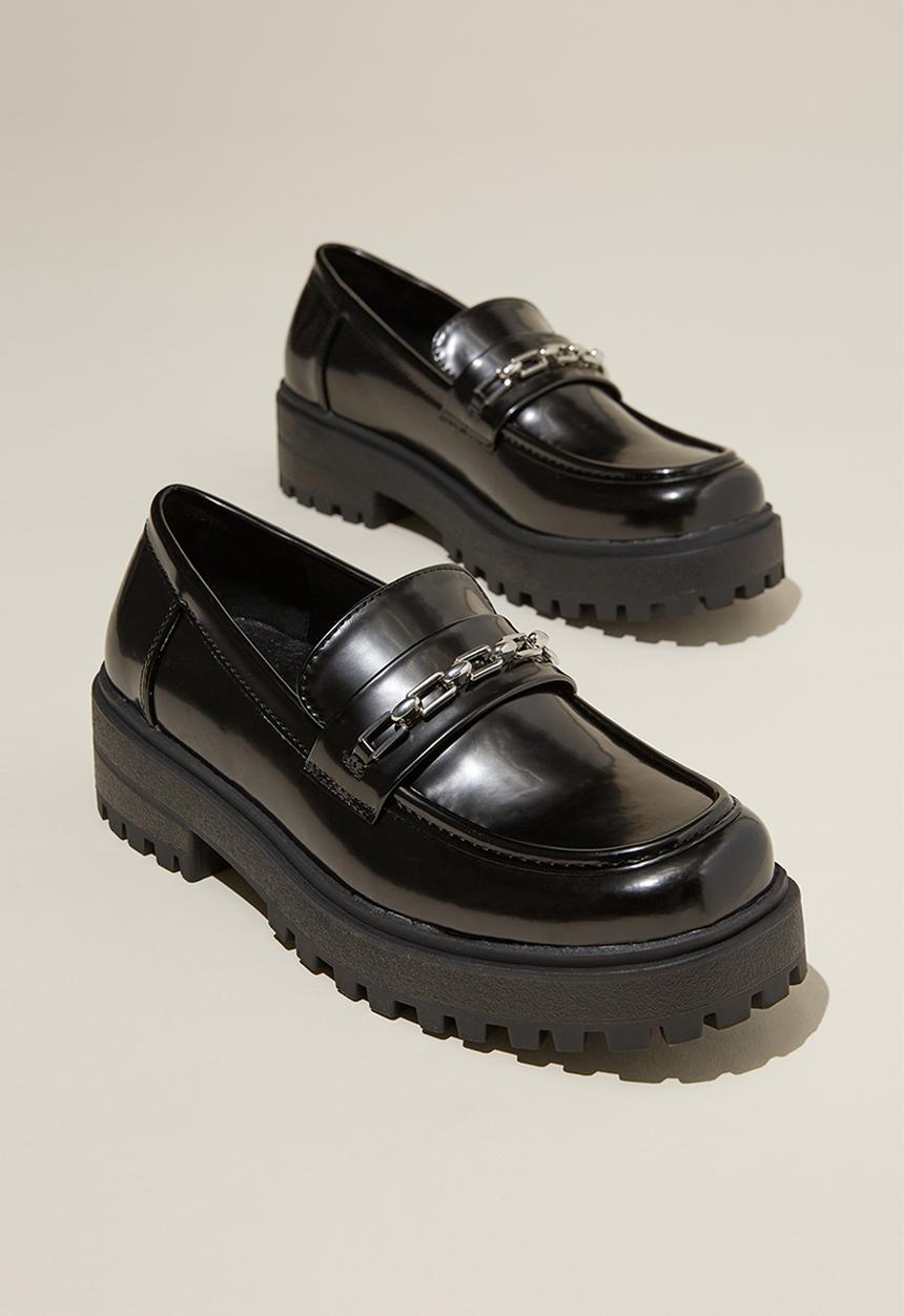 Cotton On - Lauren lug sole loafer - black 