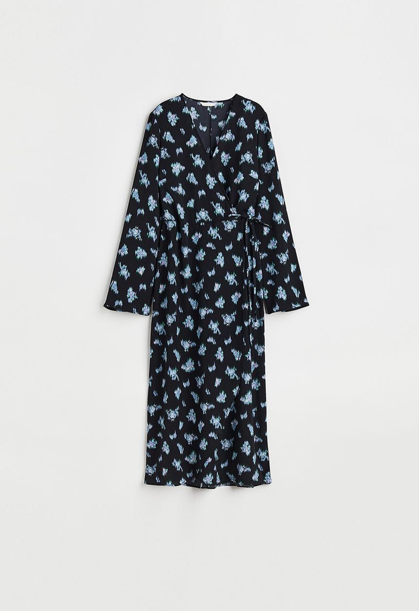 H&M - Crêpe wrap dress - navy/patterned