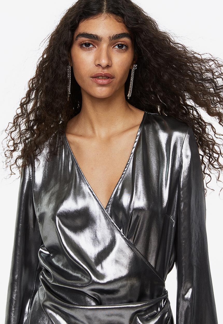 H&M - Gathered bodycon dress - silver-coloured