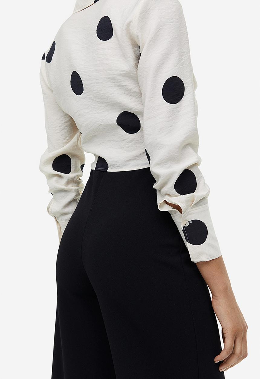 H&M - Wide jersey trousers - black