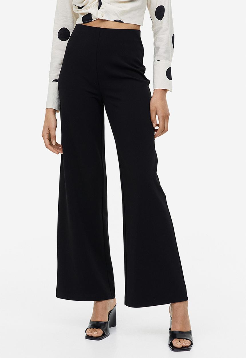 H&M - Wide jersey trousers - black