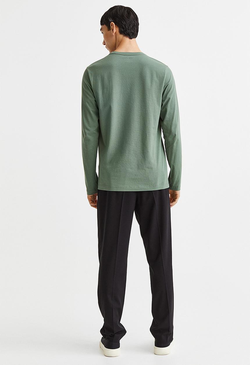 H&M - Slim fit jersey top - sage green
