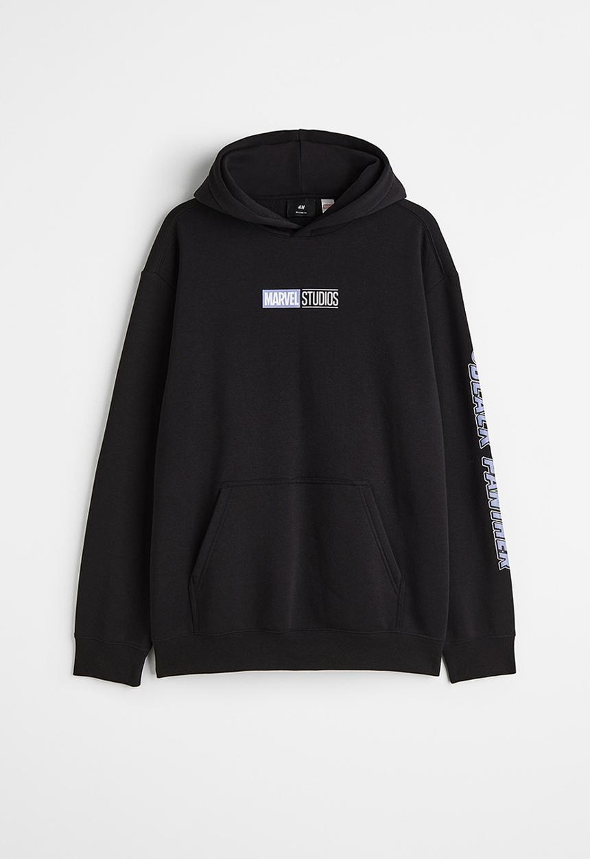H&M - Relaxed fit hoodie - black/black panther