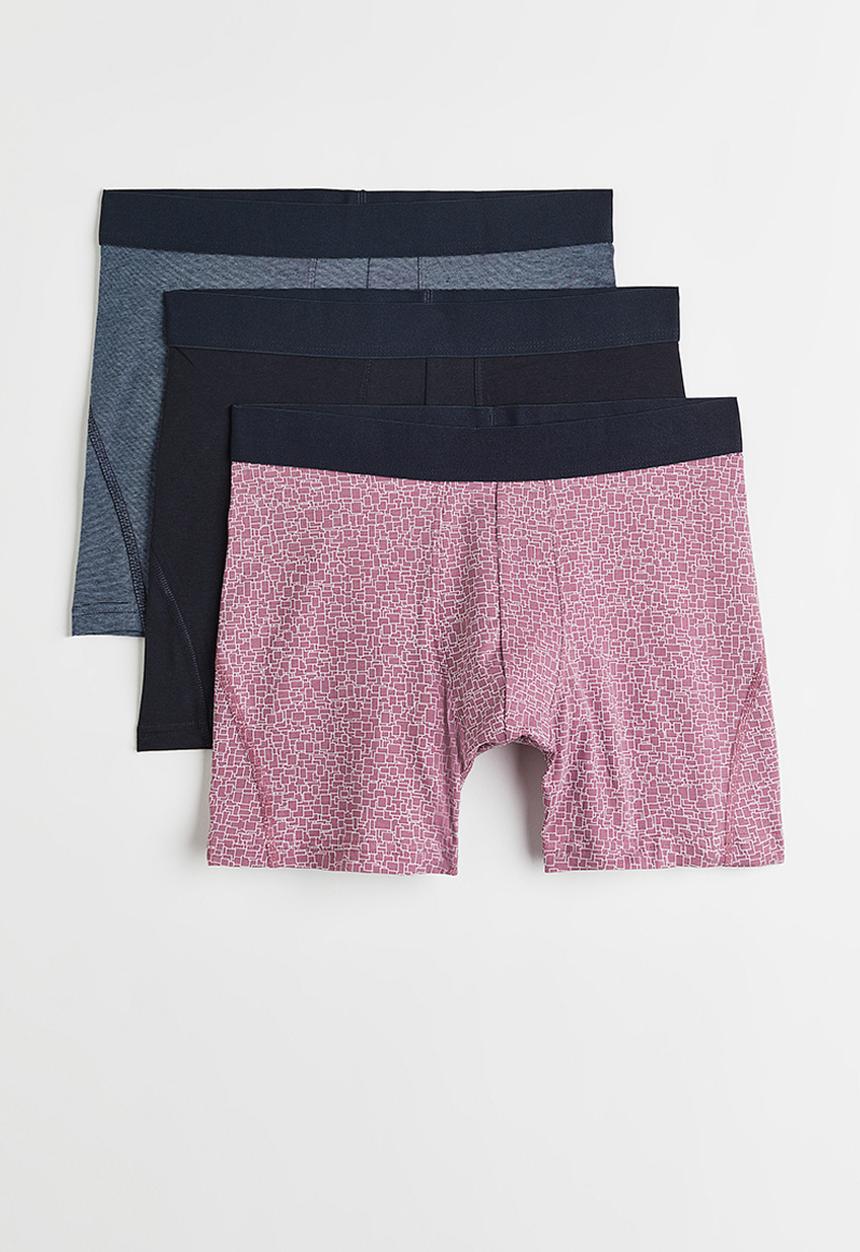 H&M - 3-pack xtra life™ cotton trunks - pink/patterned