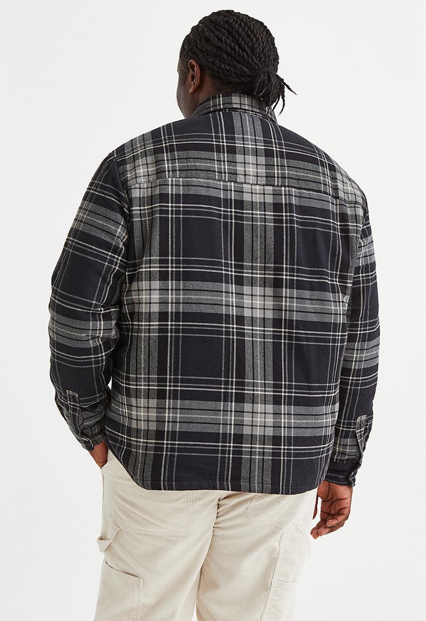H&M - Padded overshirt - dark grey/checked