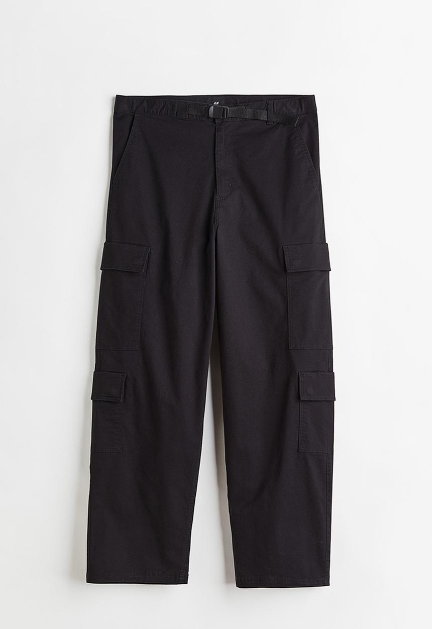 H&M - Loose fit cargo trousers - black