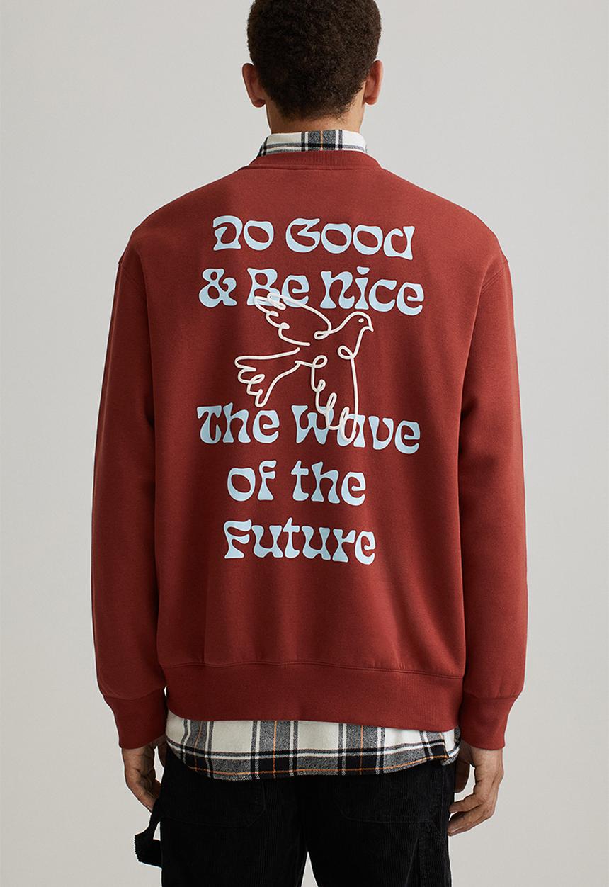 H&M - Relaxed fit printed sweatshirt - rust orange/do good