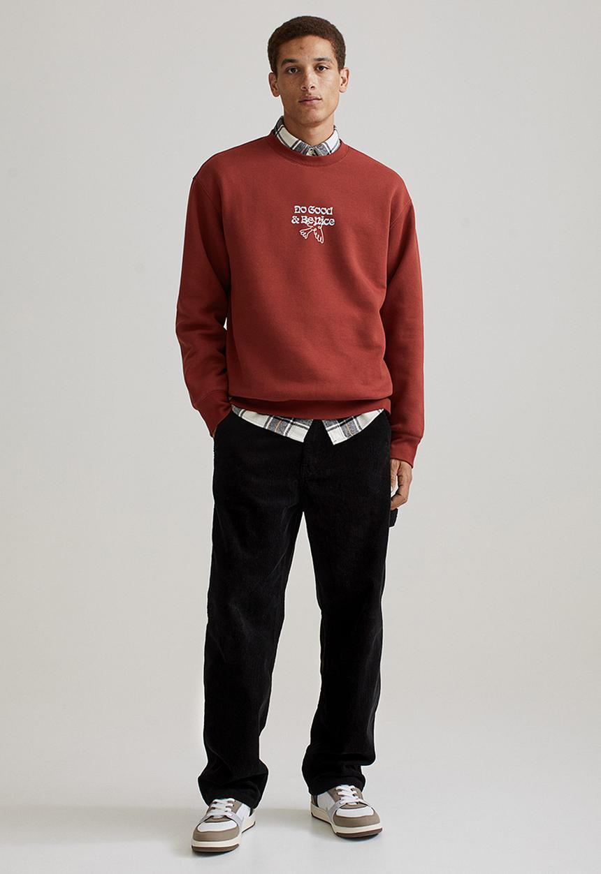 H&M - Relaxed fit printed sweatshirt - rust orange/do good