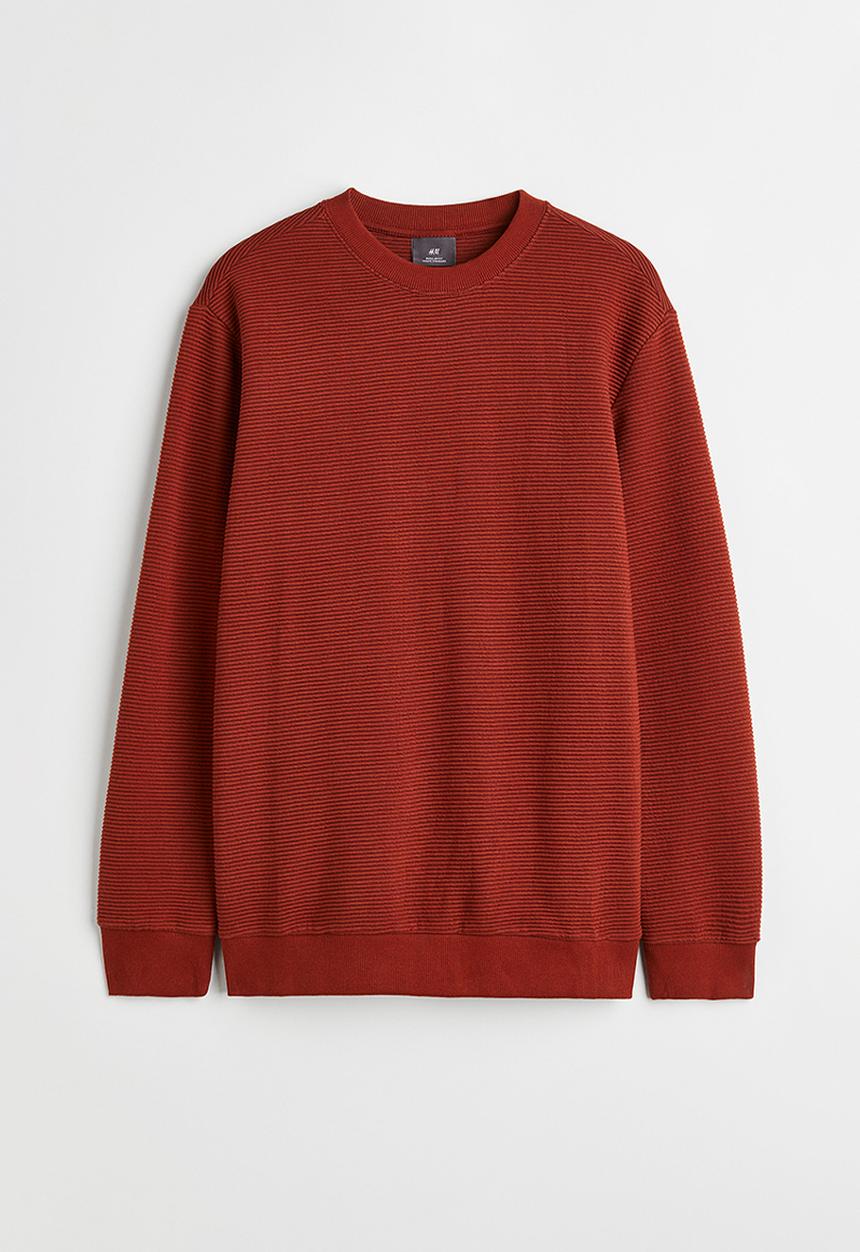 H&M - Regular fit ribbed sweatshirt - rust red