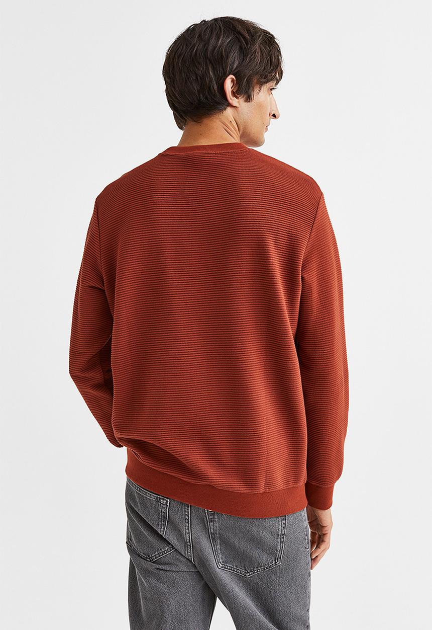 H&M - Regular fit ribbed sweatshirt - rust red