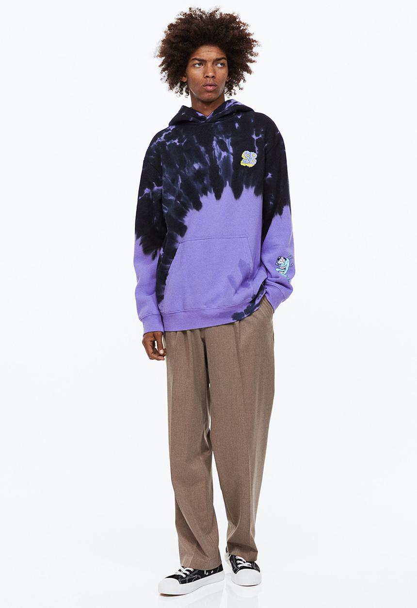 H&M - Relaxed fit hoodie - purple/spongebob