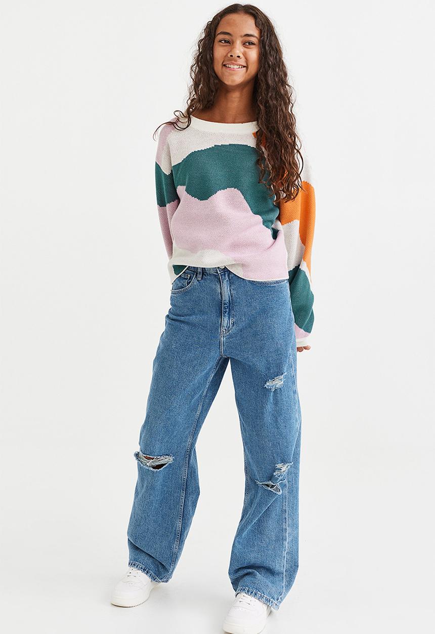 H&M - Oversized jumper - light pink/patterned