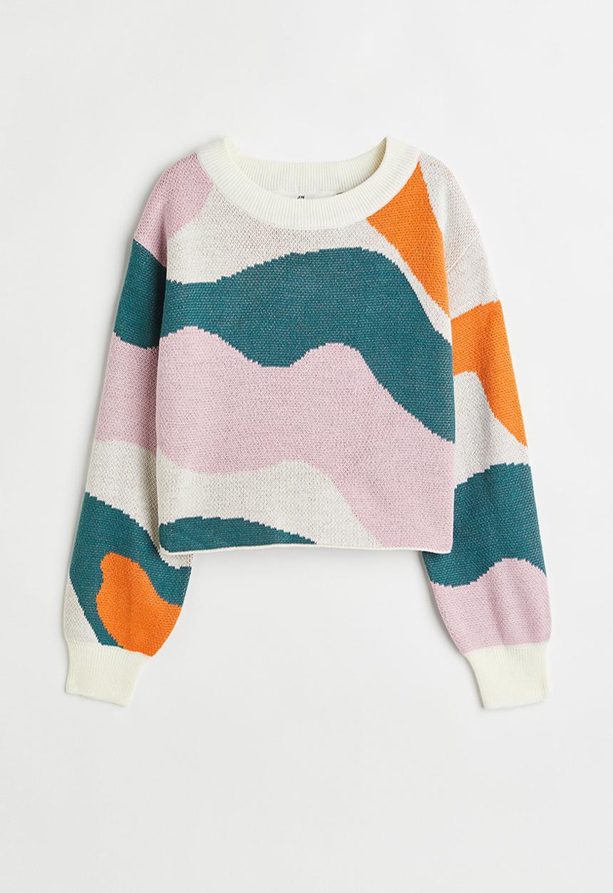 H&M - Oversized jumper - light pink/patterned