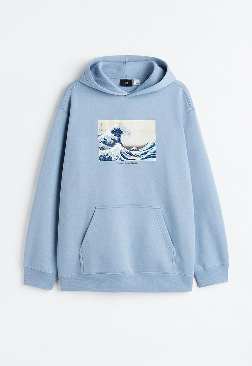 H&M - Relaxed fit hoodie - light blue/the british museum