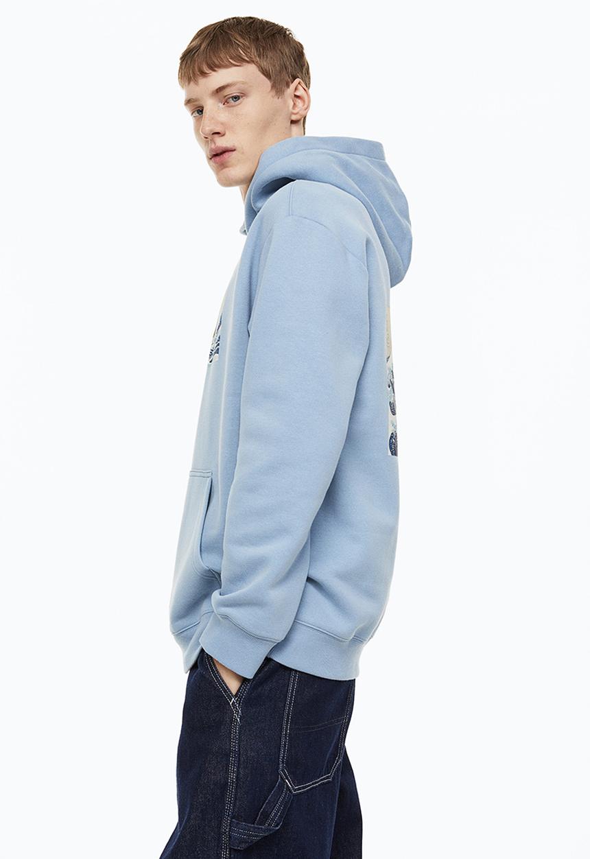 H&M - Relaxed fit hoodie - light blue/the british museum