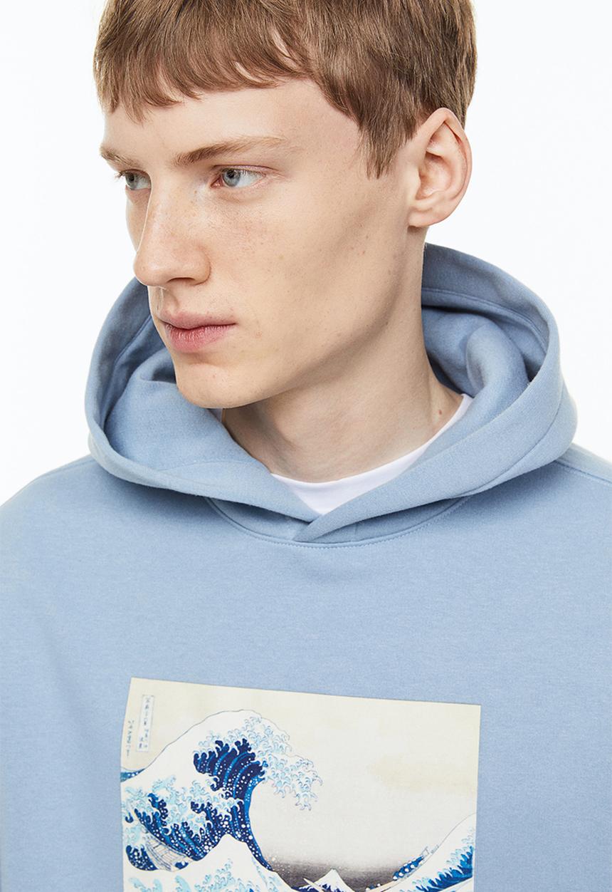 H&M - Relaxed fit hoodie - light blue/the british museum