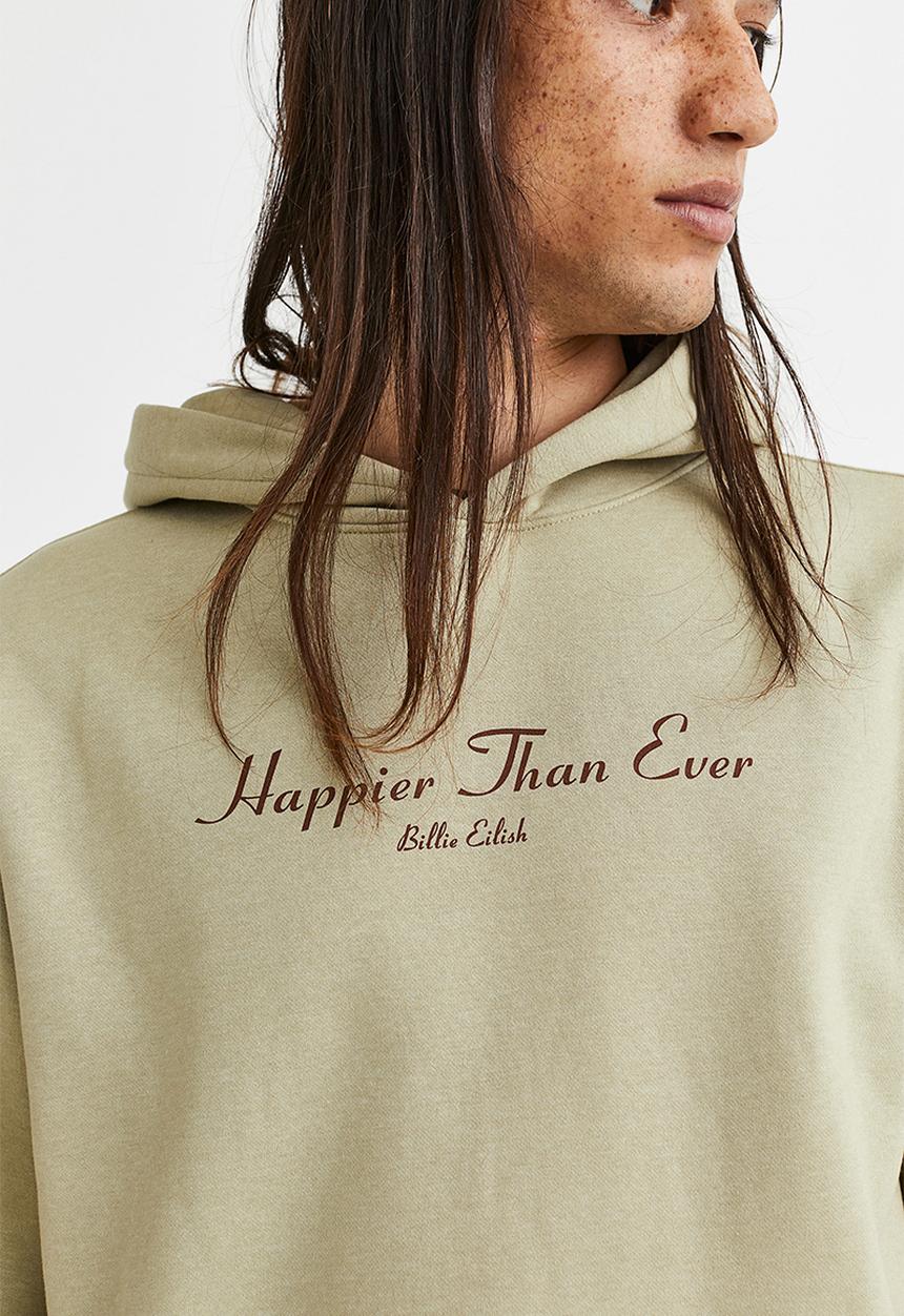 H&M - Relaxed fit hoodie - beige/billie eilish
