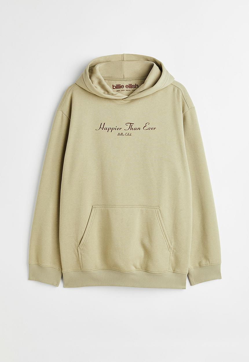 H&M - Relaxed fit hoodie - beige/billie eilish