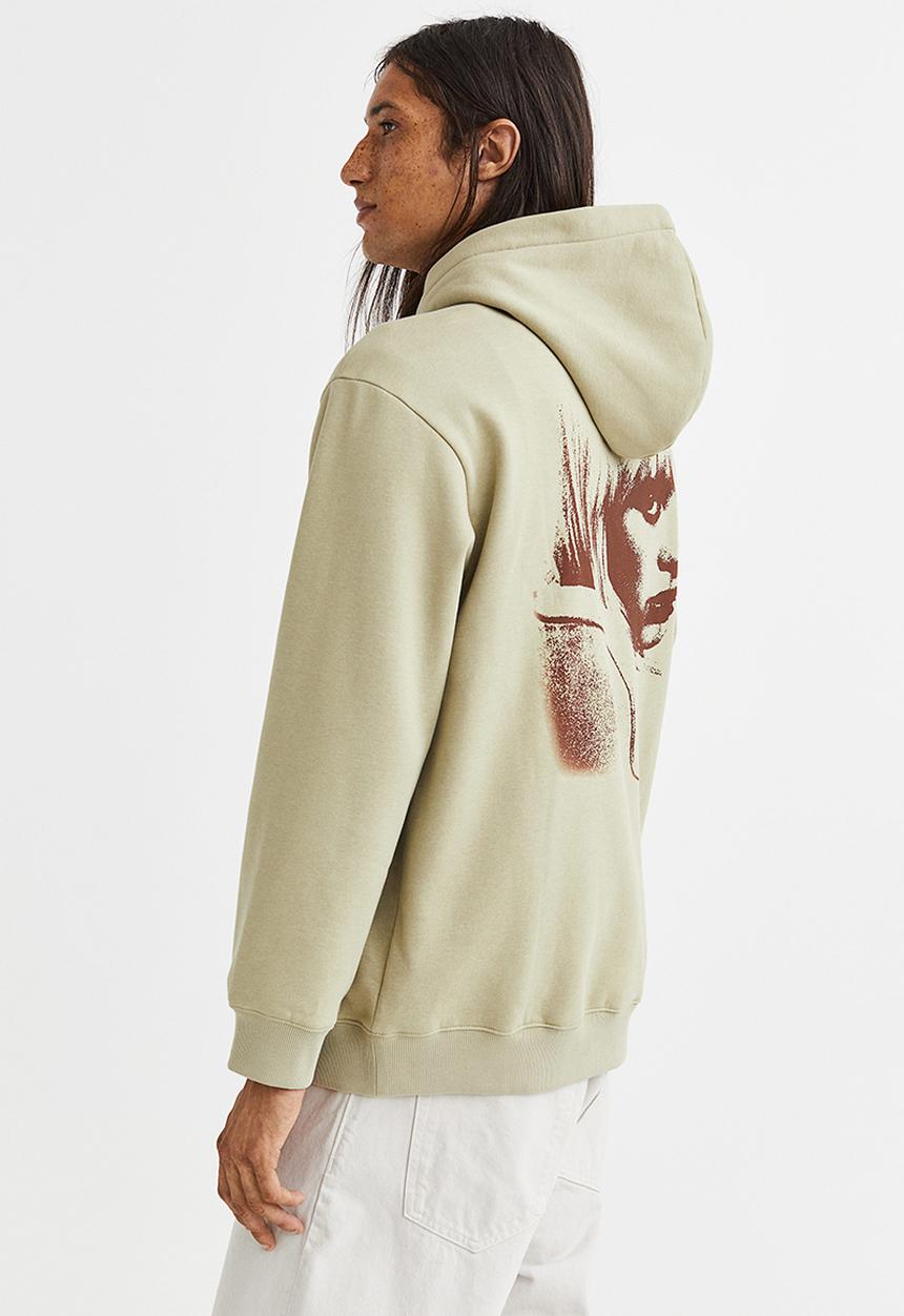 H&M - Relaxed fit hoodie - beige/billie eilish