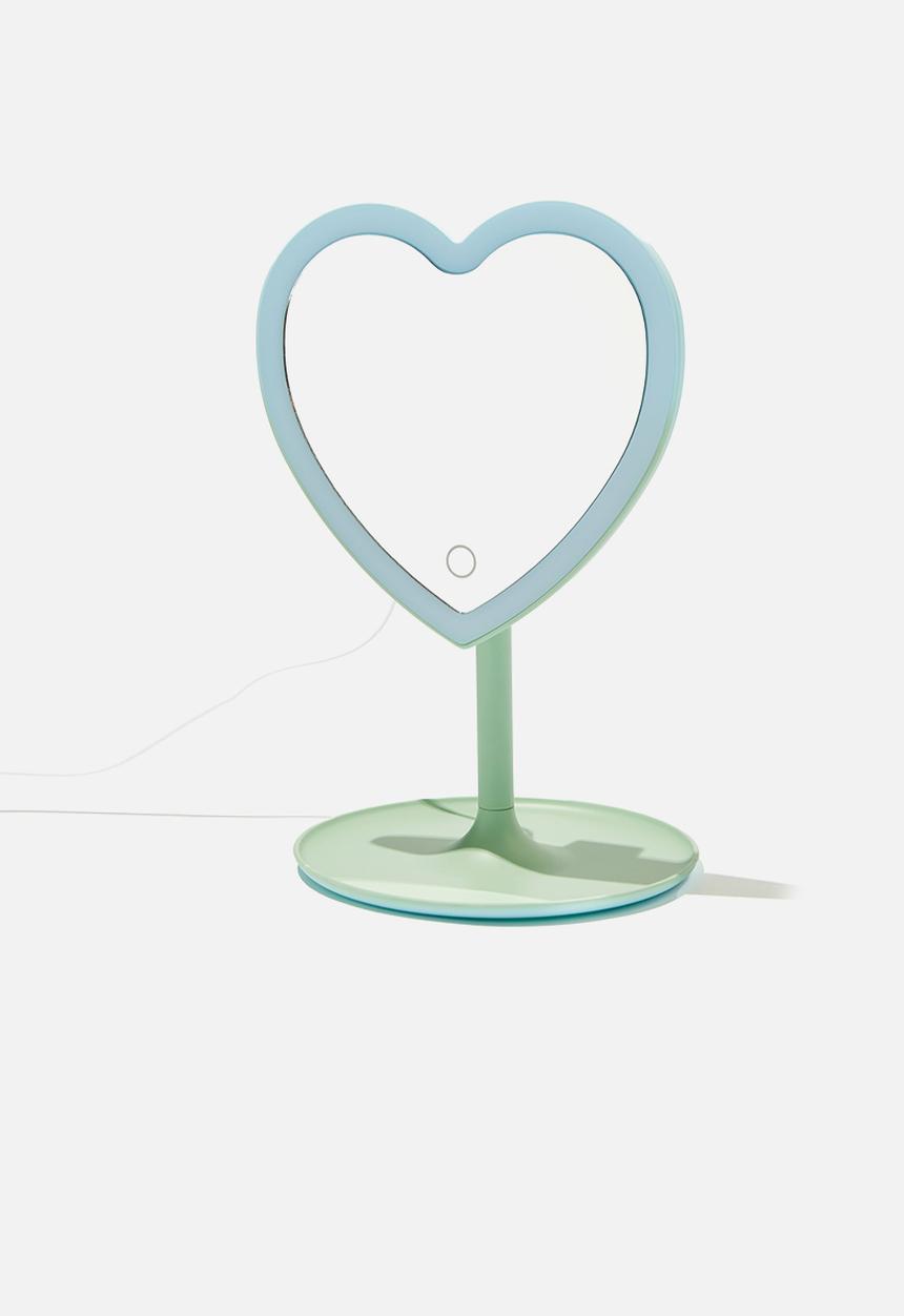 Typo - Shaped mirror desk lamp - polar blue & spring mint ombre heart