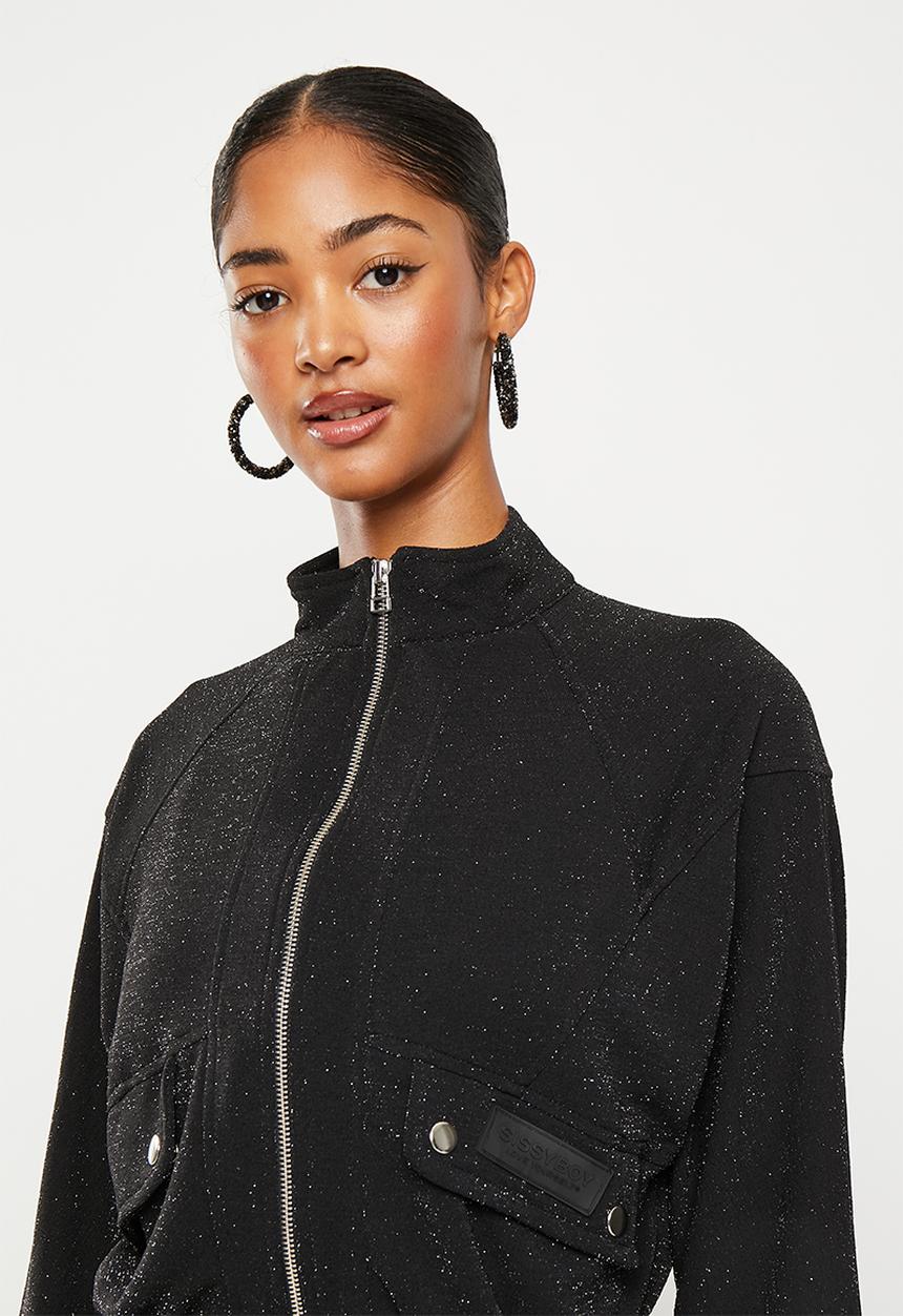 SISSY BOY - Gangs all here pannelled zip through jacket with press studs - black
