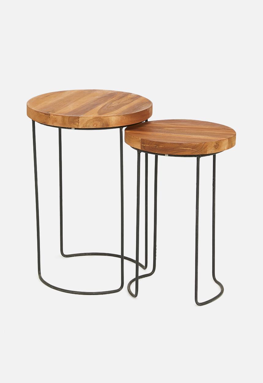 H&S - Teak side table set of 2 - natural 