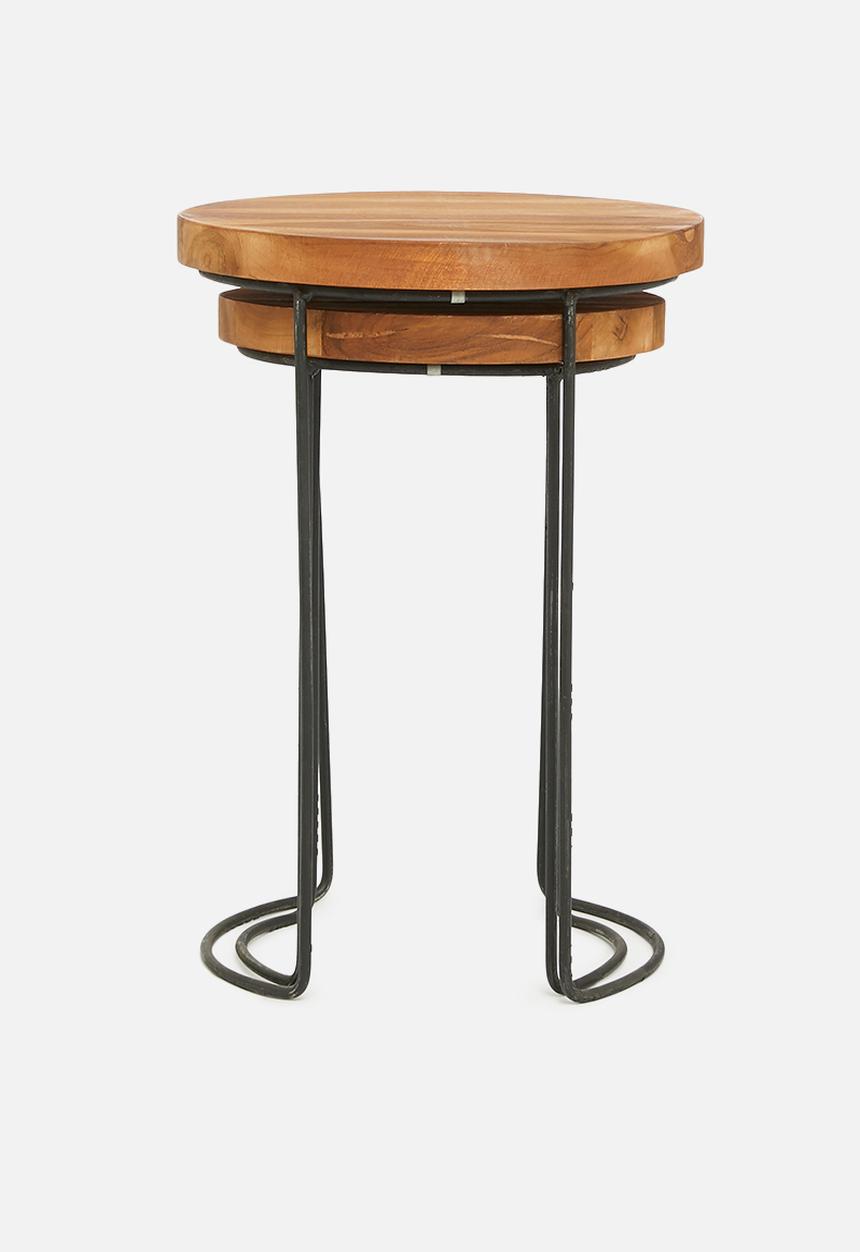 H&S - Teak side table set of 2 - natural 