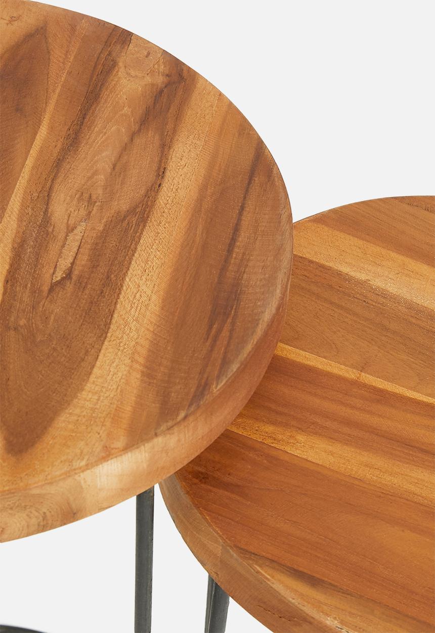 H&S - Teak side table set of 2 - natural 