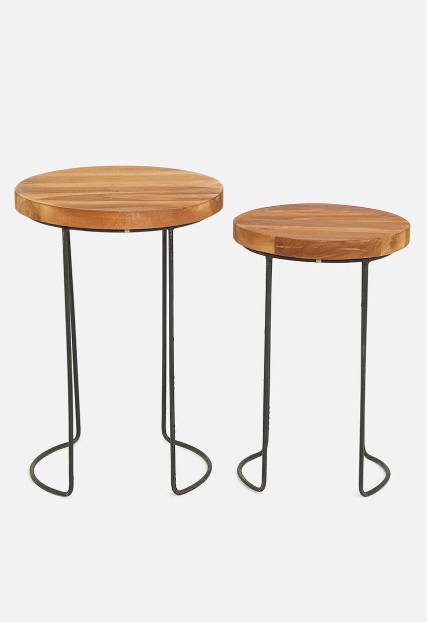 H&S - Teak side table set of 2 - natural 