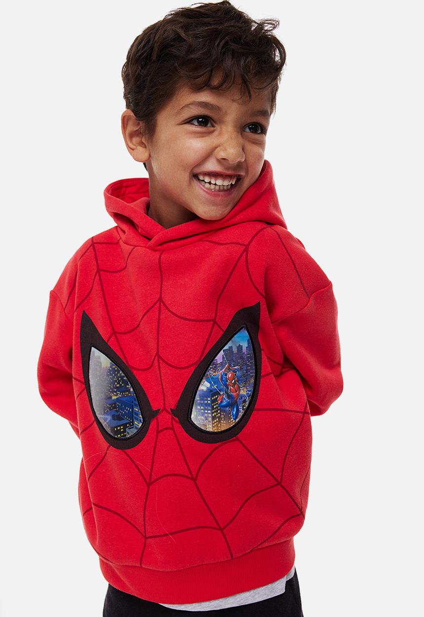 H&M - Printed hoodie - red/spider-man