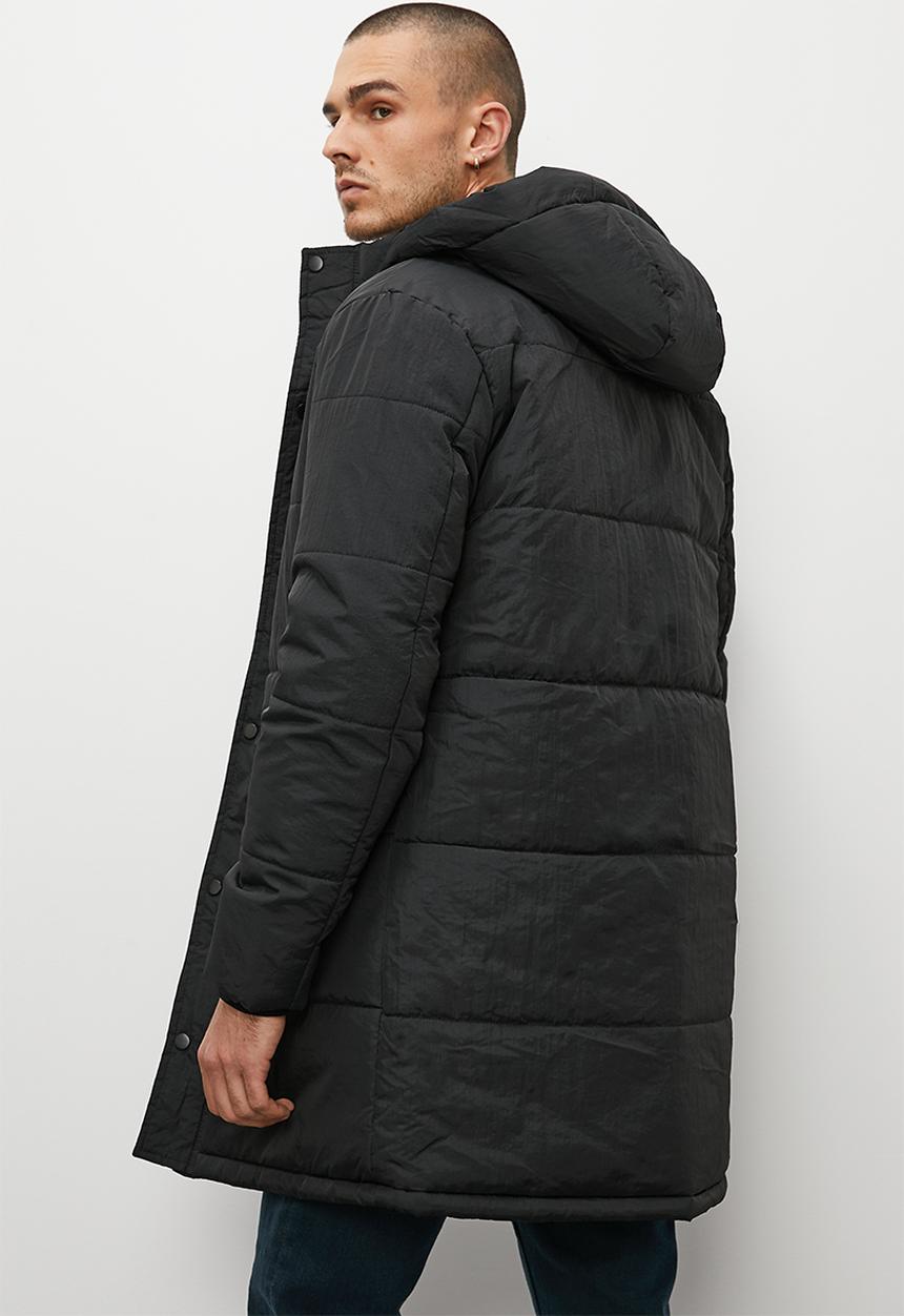 Superbalist - Shaw long heavyweight puffer jacket - black