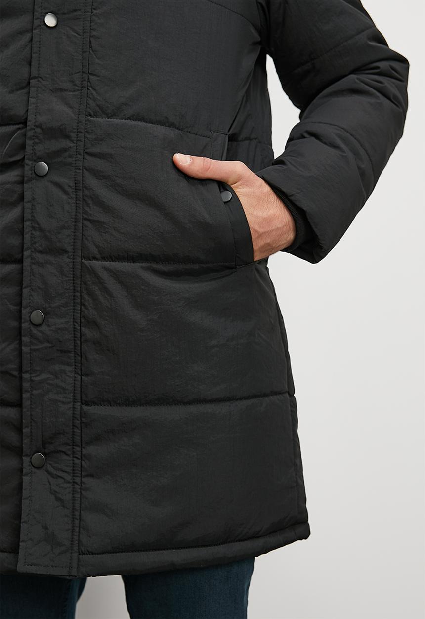 Superbalist - Shaw long heavyweight puffer jacket - black