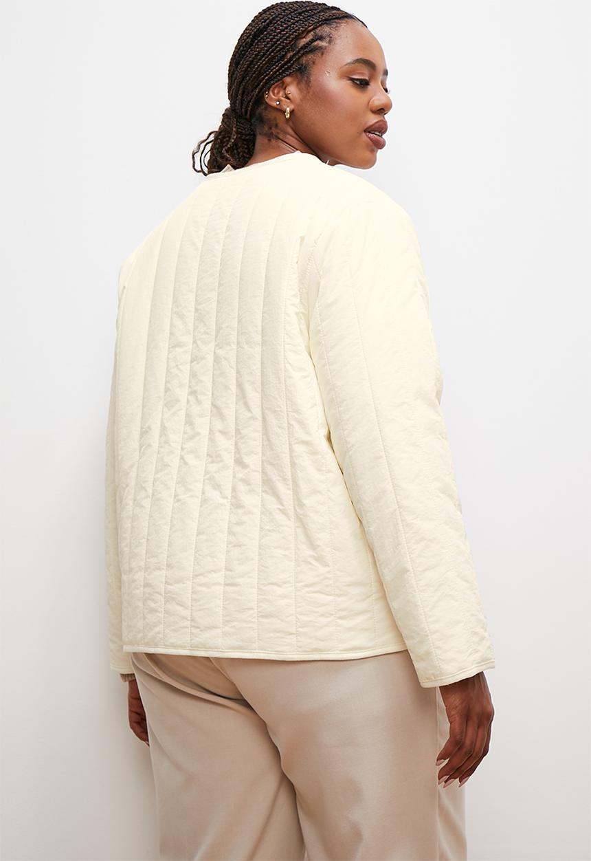 edit - Collarless puffer - ecru
