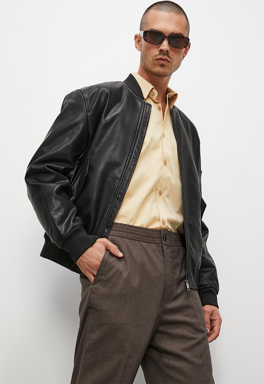 Superbalist - Slim fit cotton sateen stretch shirt - caramel