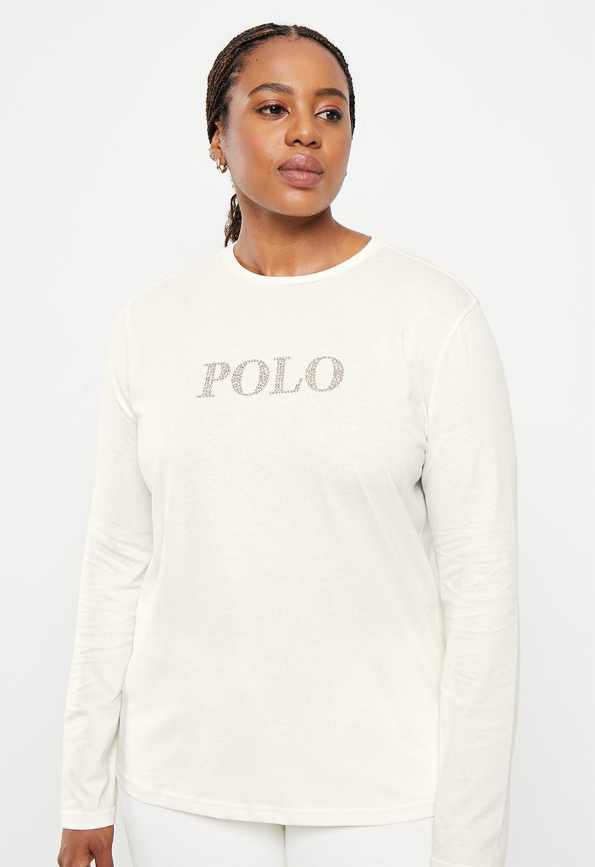POLO - Plus wmn nailhead long sleeve t-shirt - ecru