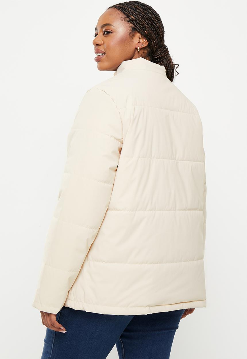 POLO - Plus wmn long sleeve puffer jacket - stone