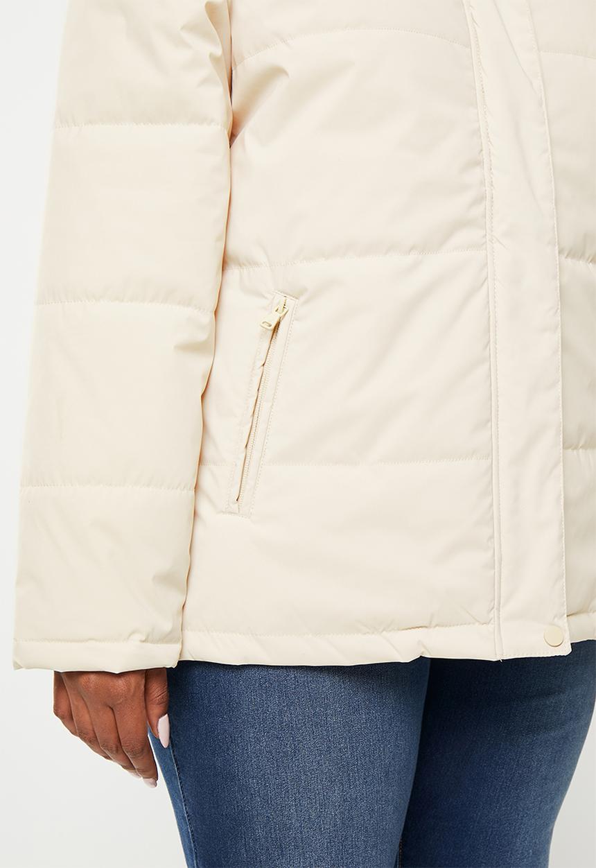 POLO - Plus wmn long sleeve puffer jacket - stone