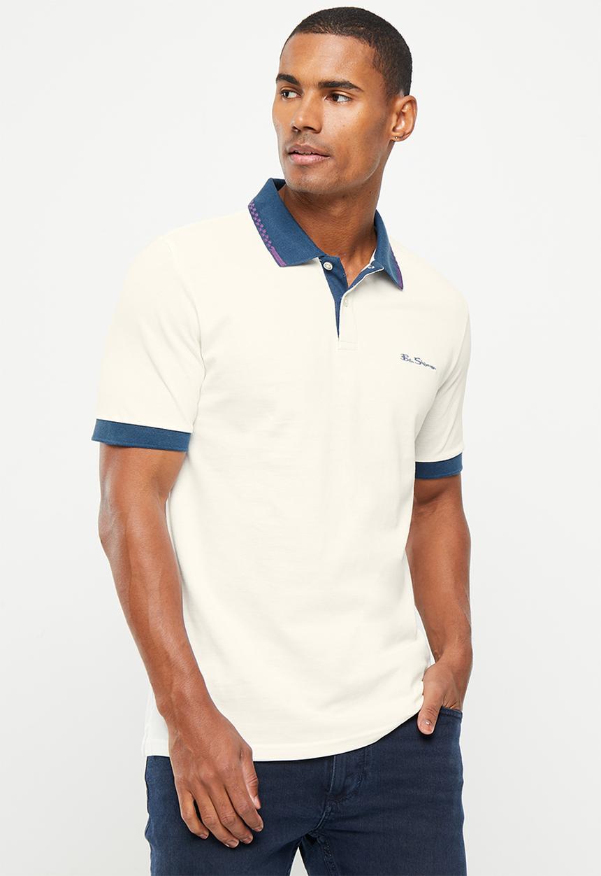 Ben Sherman - Colour block rib polo - snow white